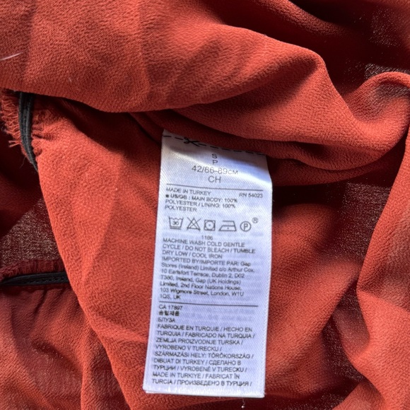 Banana Republic Sheer Peplum Blouse – Rust Red, Long Sleeve, Size S - Picture 6 of 6